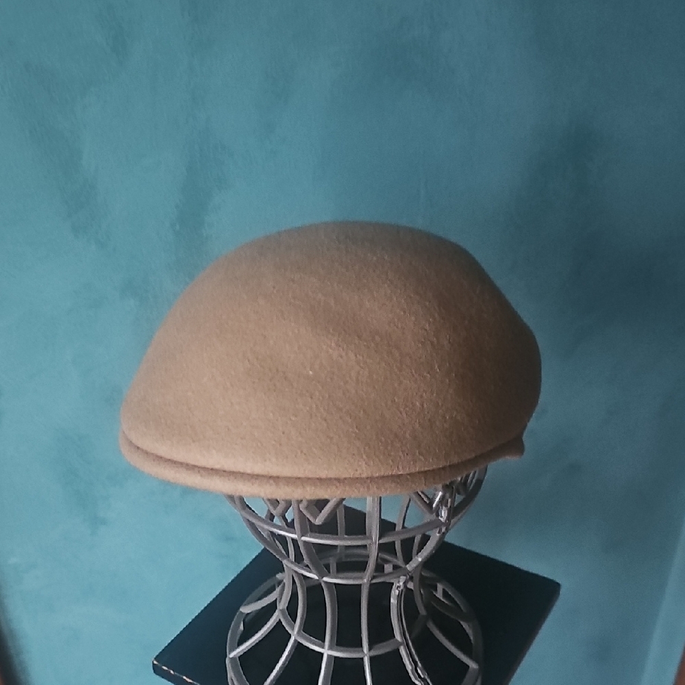 Wool Felt Men's Vintage Ascot Cap Dark Tan Camel Color Size Medium